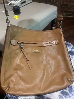 Coach Pebbled Leather Shoulder Bag in Cognac Brown